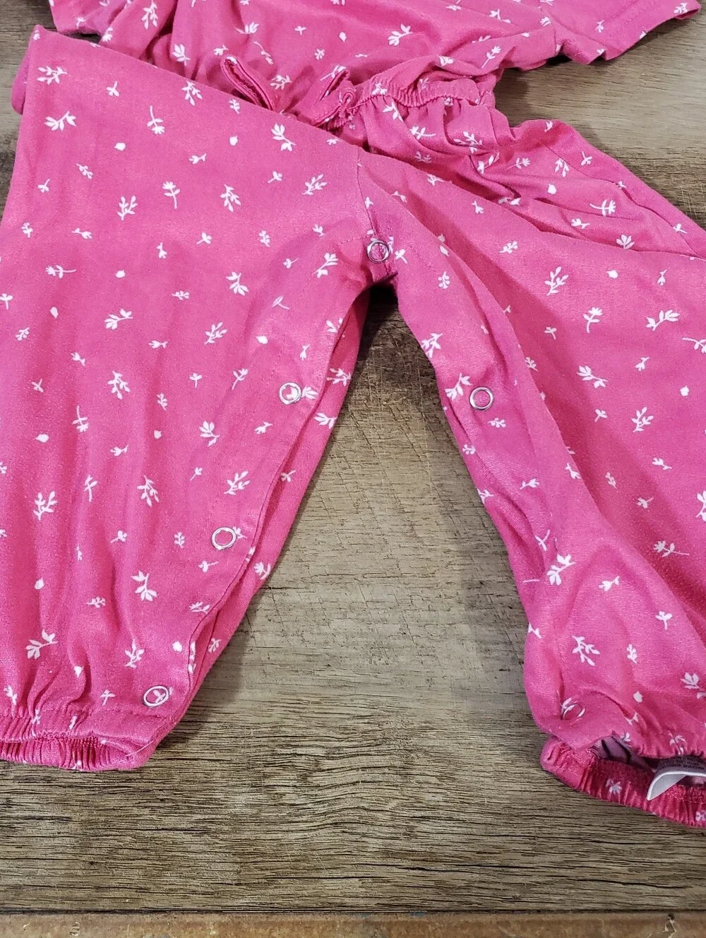 PICAPINO Toddler Girls Pink Short Sleeve Floral Jumper One Piece Size 24 Months